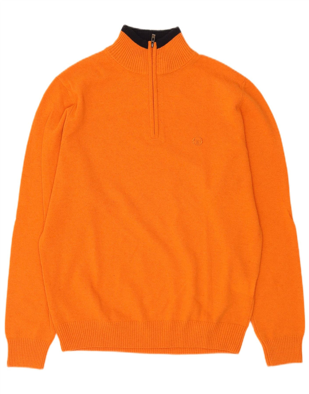 Sergio Tacchini Herren-Pullover mit Reißverschluss am Hals, große orangefarbene Wolle