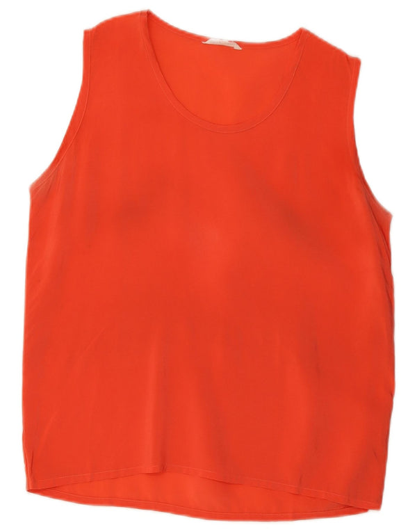 Vintage Damen Bluse Top UK 10 Kleine Orange Seide