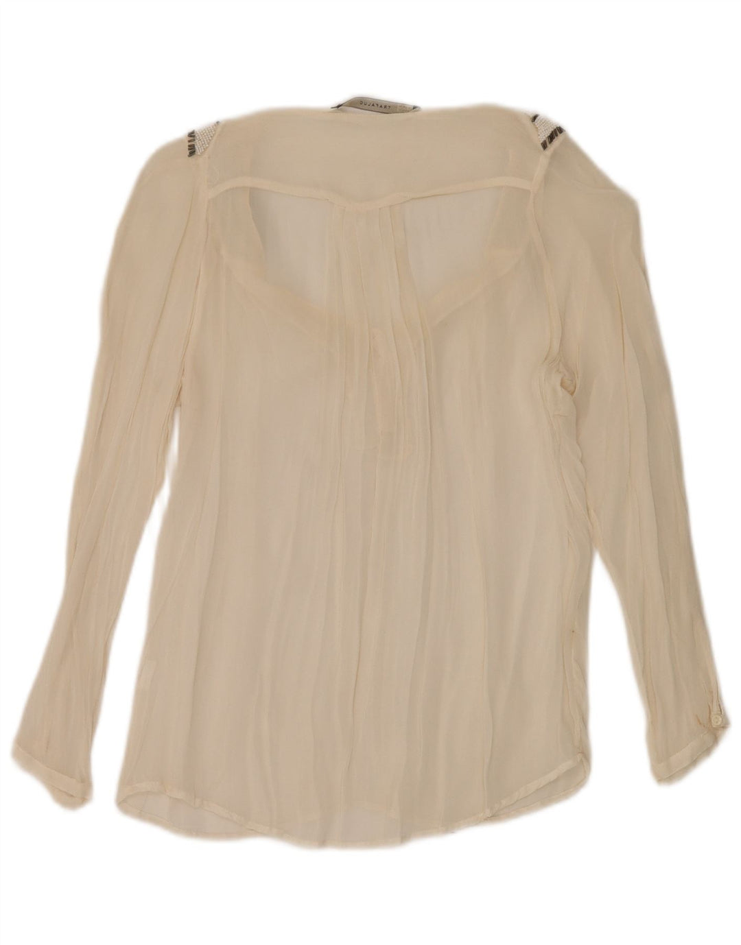 Übergroßes, durchsichtiges, langärmliges Blusenoberteil für Damen von Zara, Gr. 10, Größe S, Beige