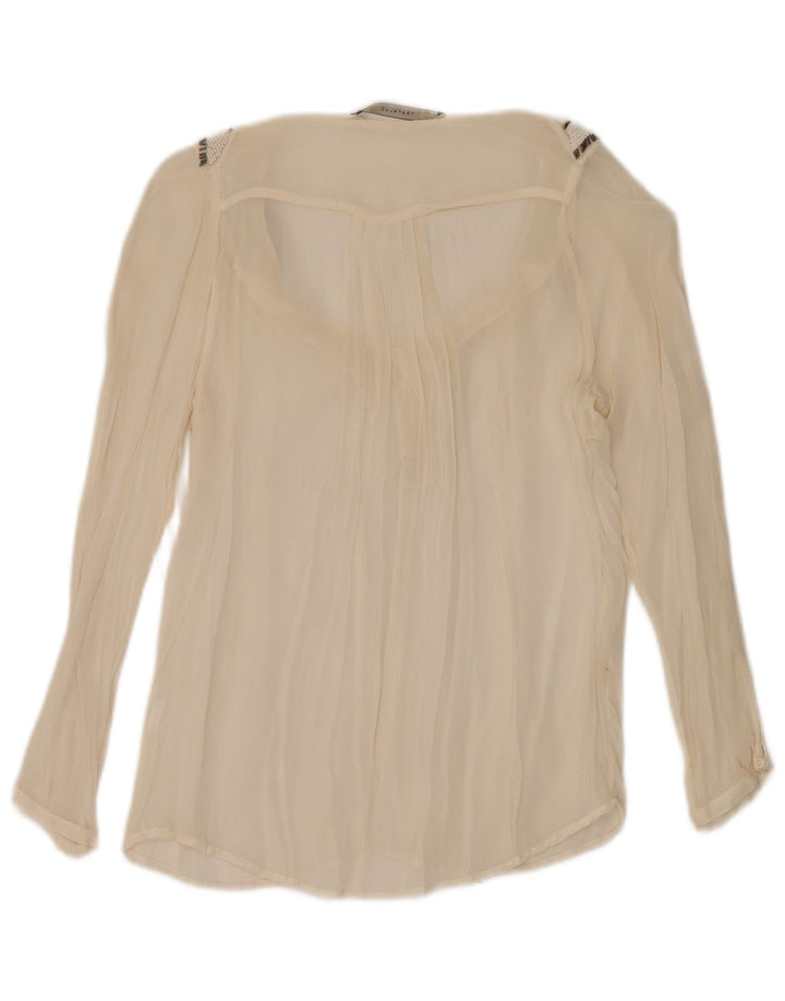 Übergroßes, durchsichtiges, langärmliges Blusenoberteil für Damen von Zara, Gr. 10, Größe S, Beige