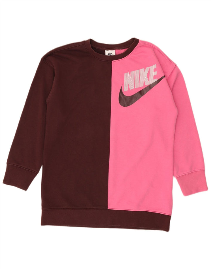 Nike Mädchen-Sweatshirt mit Grafik, 10–11 Jahre, Mittelbraun, Farbblock