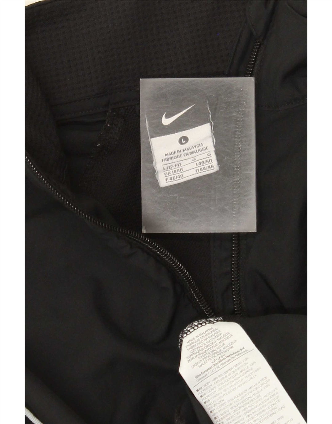 Nike Damen-Trainingsanzug-Top-Jacke UK 16/18 Large Schwarz Polyester