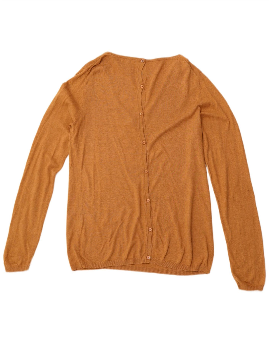 MASSIMO DUTTI Damen-Pullover mit V-Ausschnitt, UK 14, große braune Baumwolle