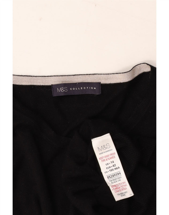 MARKS & SPENCER Damen-Cardigan-Pullover UK 14 Mittelschwarze Viskose