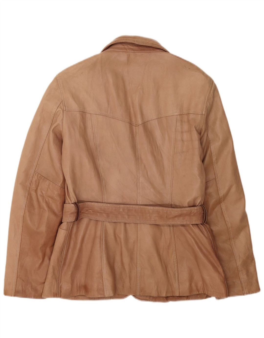 VINTAGE Damen 3-Knopf-Lederblazerjacke UK 16 Large Braun