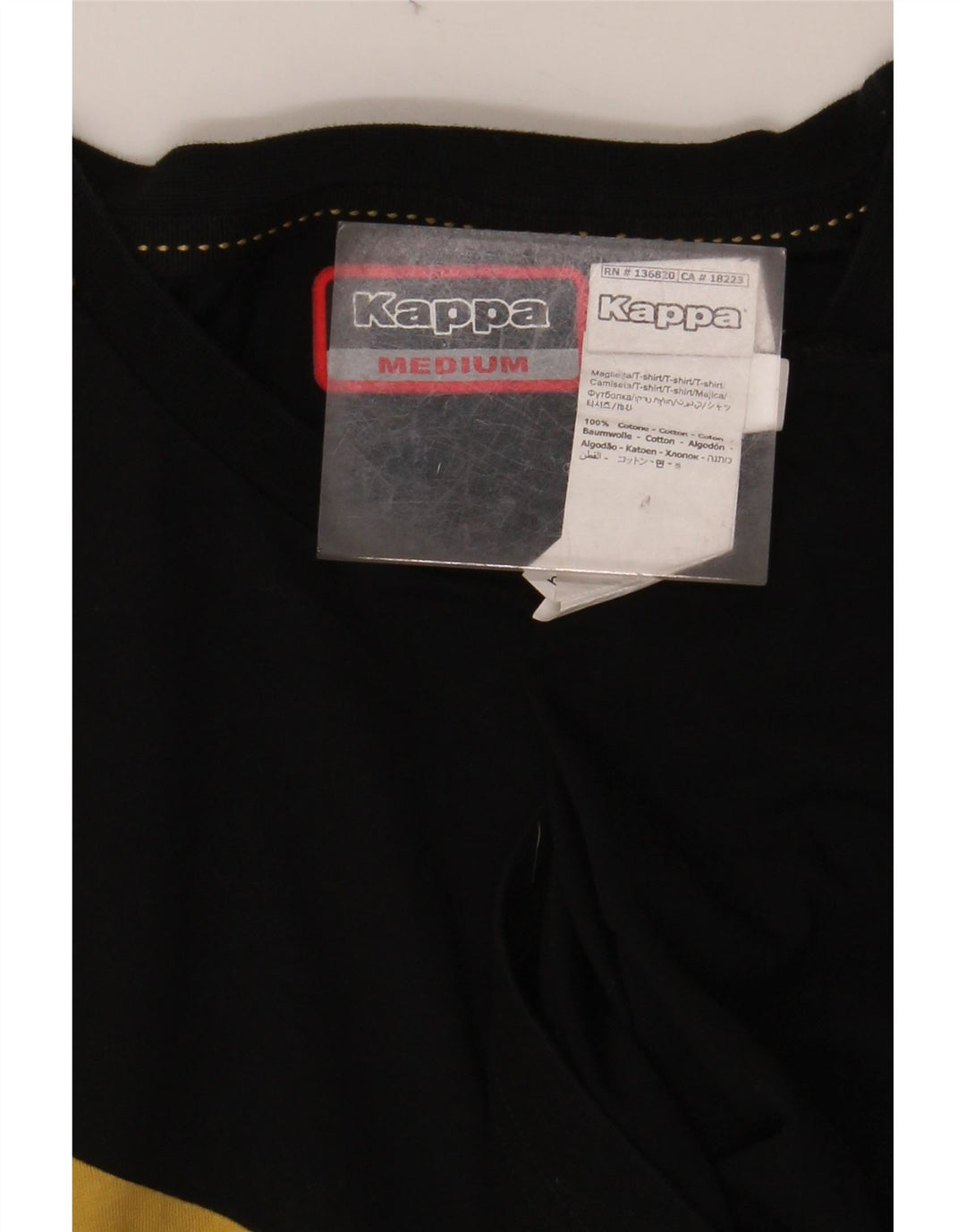 KAPPA Herren Grafik-T-Shirt-Oberteil aus mittelschwarzer Colourblock-Baumwolle