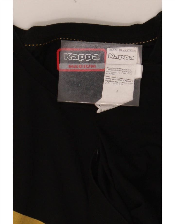 KAPPA Herren Grafik-T-Shirt-Oberteil aus mittelschwarzer Colourblock-Baumwolle