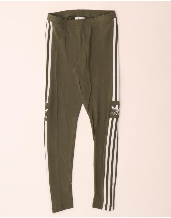 ADIDAS Damen Leggings UK 10 Small Khaki Baumwolle