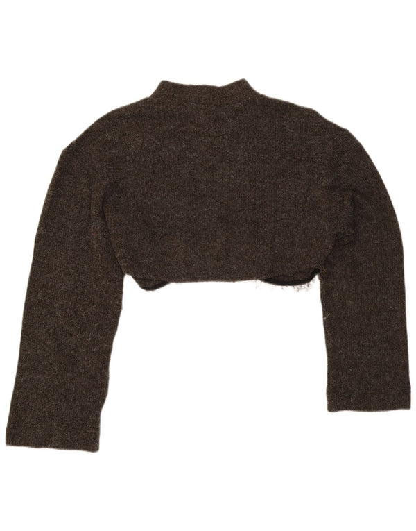 Zara Womens Crop Crew Neck Jumper Sweater UK 16 Large Grey Acrylic