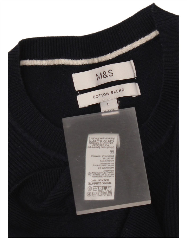 Marks & Spencer Herren-Pullover mit Rundhalsausschnitt, groß, marineblau, Polyester