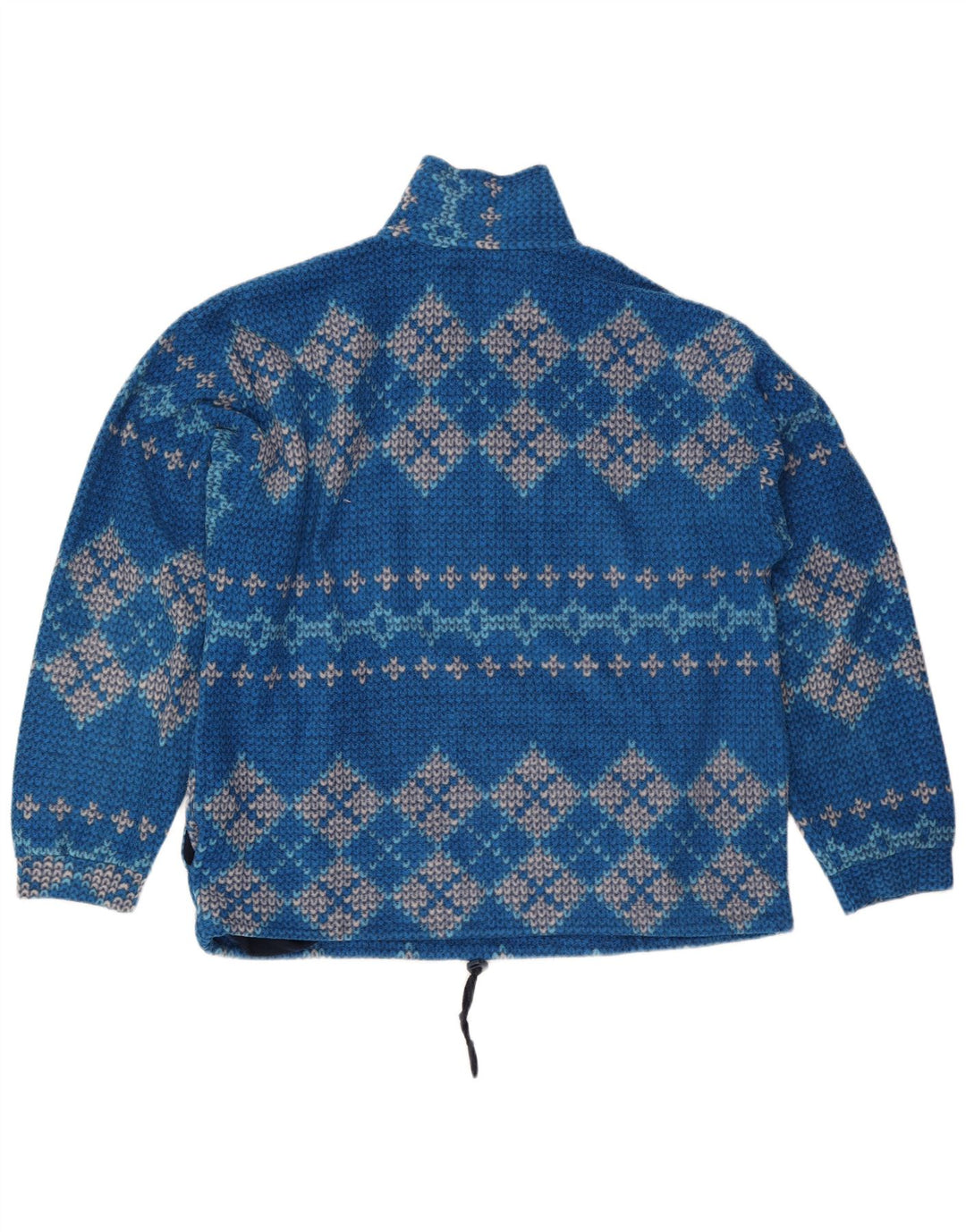 Vintage Herren-Pullover mit Reißverschluss, groß, blau, geometrisch