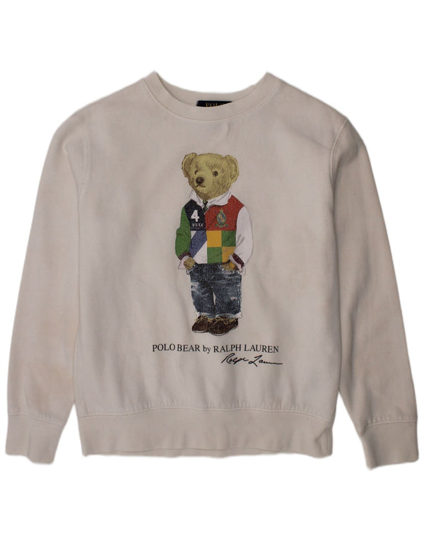 POLO RALPH LAUREN Jungen-Sweatshirt mit Grafik, 7–8 Jahre, Größe S, Weiß