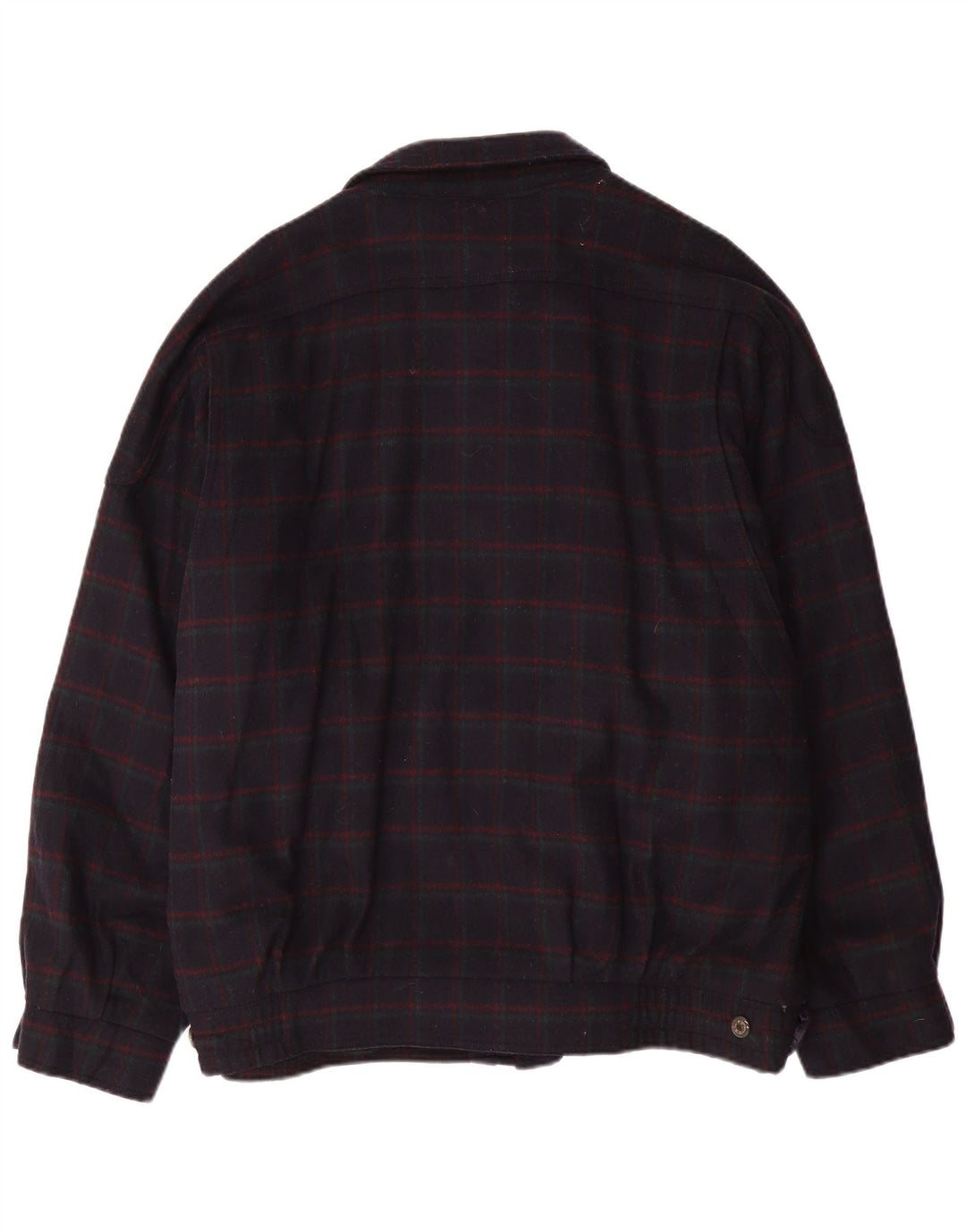 BUSCH Herren Bomberjacke UK 42 XL Marineblau karierte Wolle