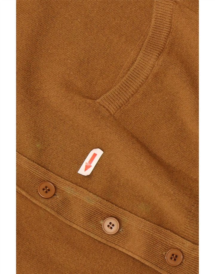 BENETTON Herren-Strickjacke IT 48 Mittelbraune Lammwolle