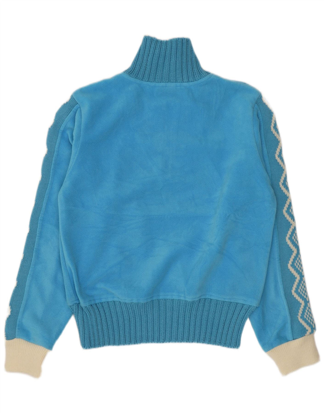 Vintage Damen-Fleecepullover mit Reißverschluss, UK 14, mittelblau, geometrisch, Polyester
