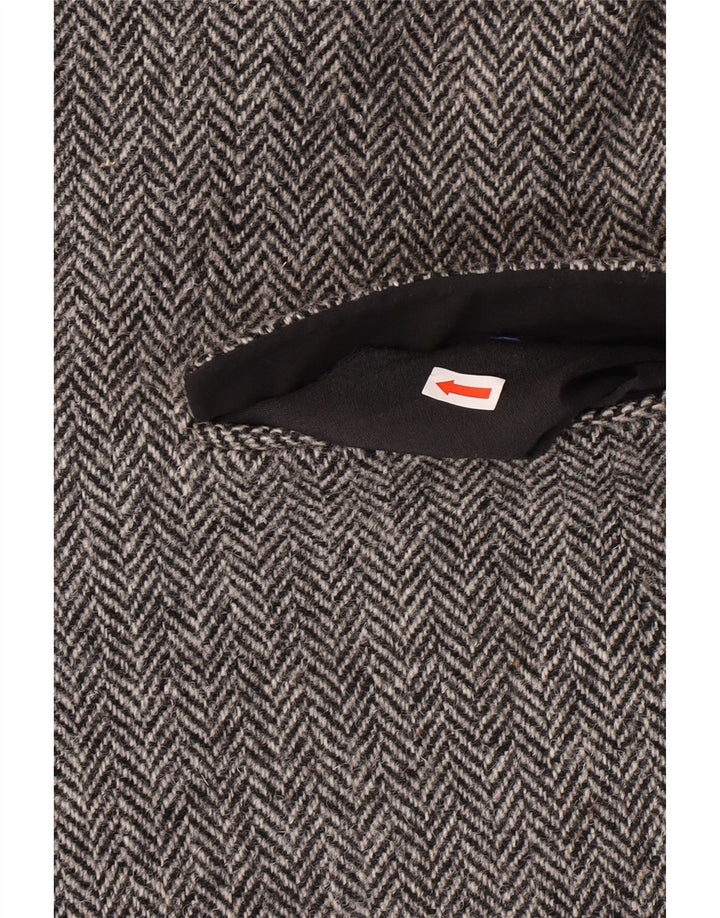 HARRIS TWEED Herren-Blazerjacke, UK 40, Größe L, grau, Herringbone-Klassiker