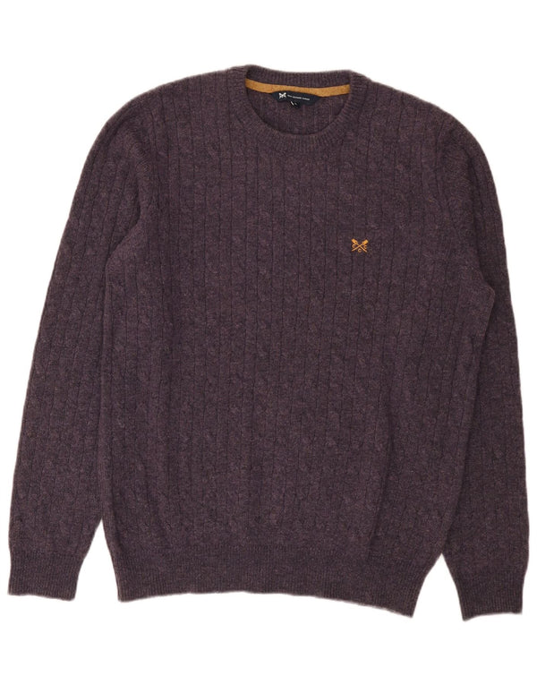 Crew Clothing Herren-Pullover mit Halsausschnitt, groß, violette Lammwolle