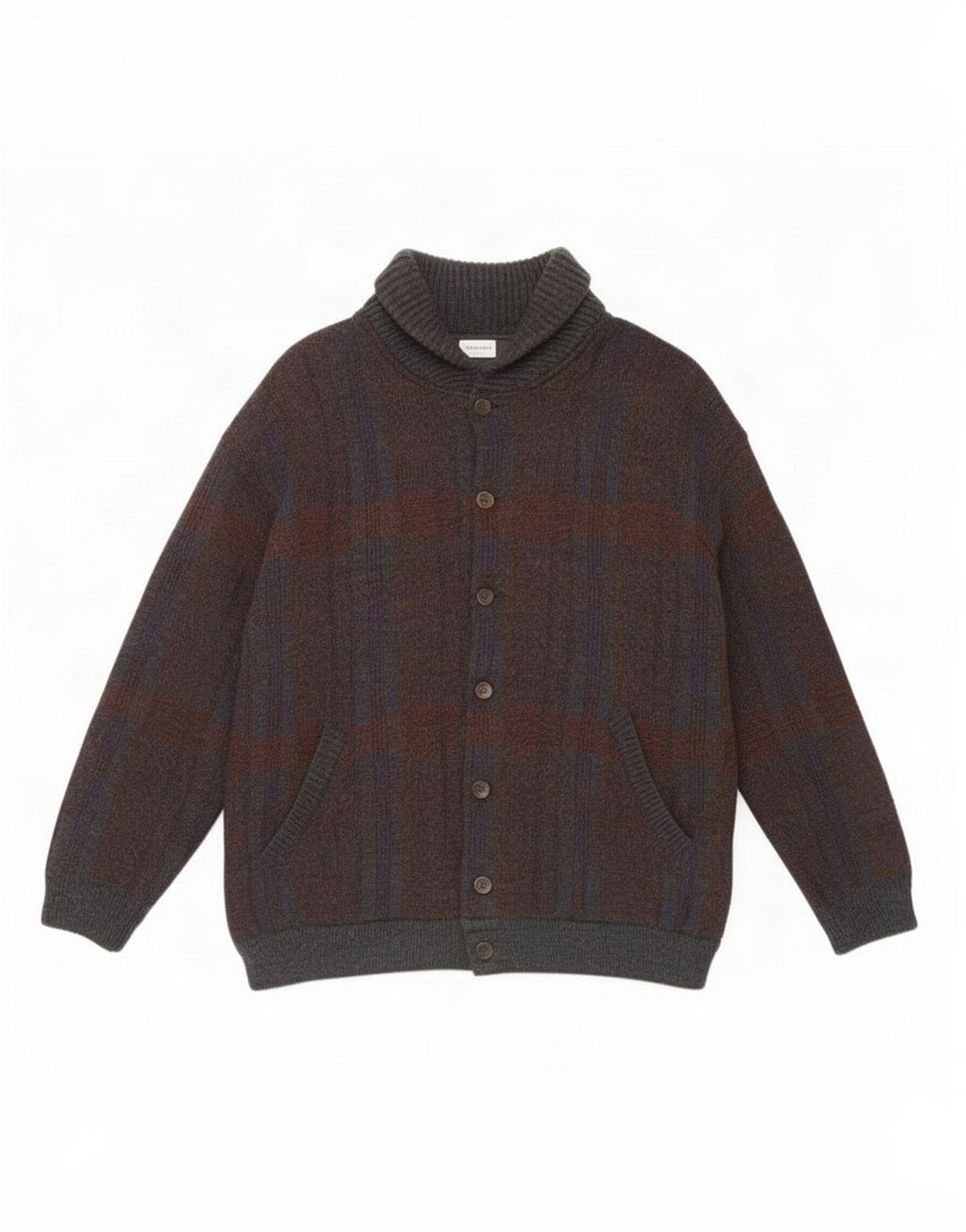 Settebello Herren-Strickjacke, groß, grau kariert, Acryl