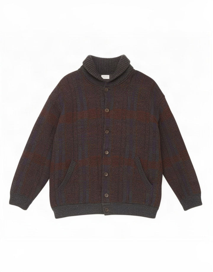 Settebello Herren-Strickjacke, groß, grau kariert, Acryl