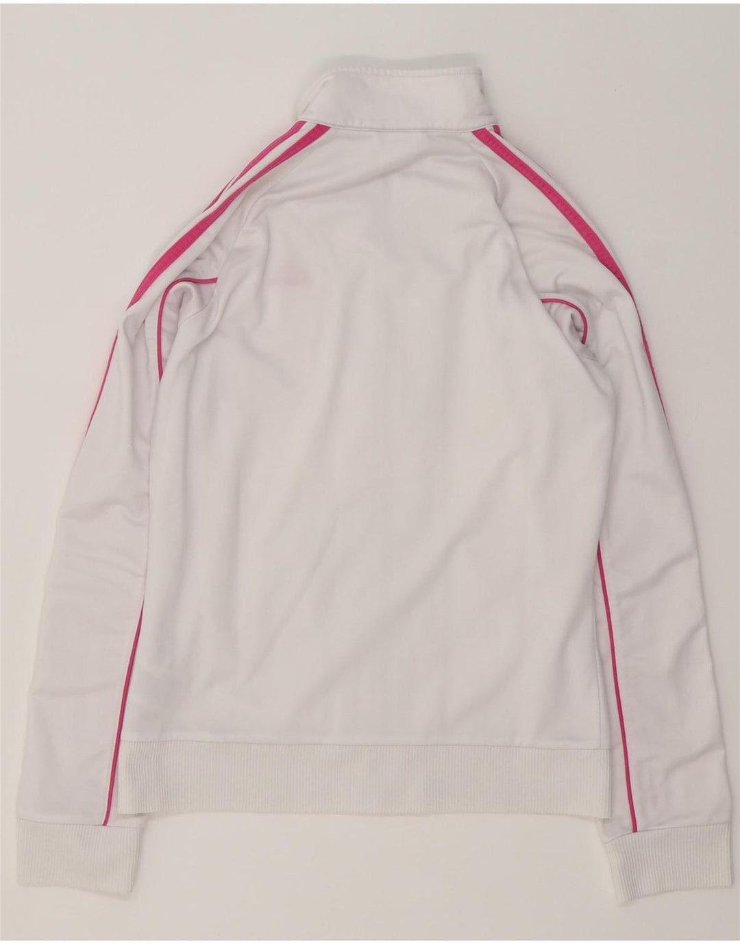 Adidas Damen-Trainingsanzug-Oberteiljacke UK 12 Mittelweißes Colourblock-Polyester