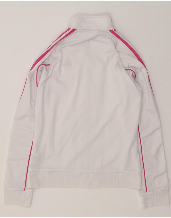 Adidas Damen-Trainingsanzug-Oberteiljacke UK 12 Mittelweißes Colourblock-Polyester