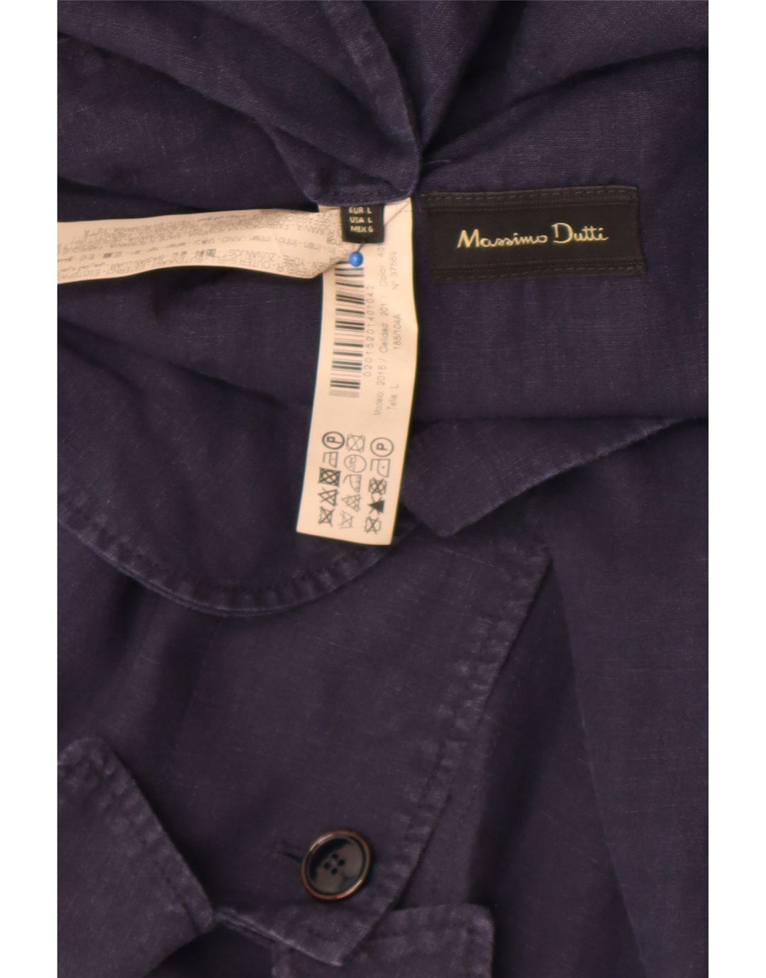 Massimo Dutti Herren-Utility-Jacke UK 40 Large Marineblaues Leinen