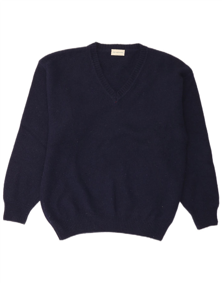 Sergio Tacchini Herren-Pullover mit V-Ausschnitt, XL, marineblaue Wolle