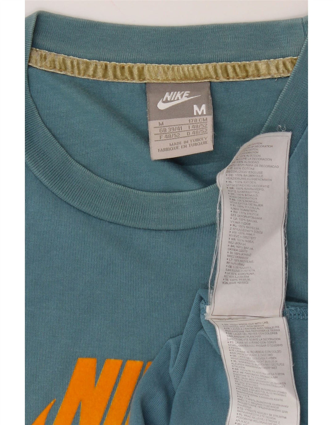 Nike Herren Grafik T-Shirt Top UK 39/41 Mittelblaue Baumwolle