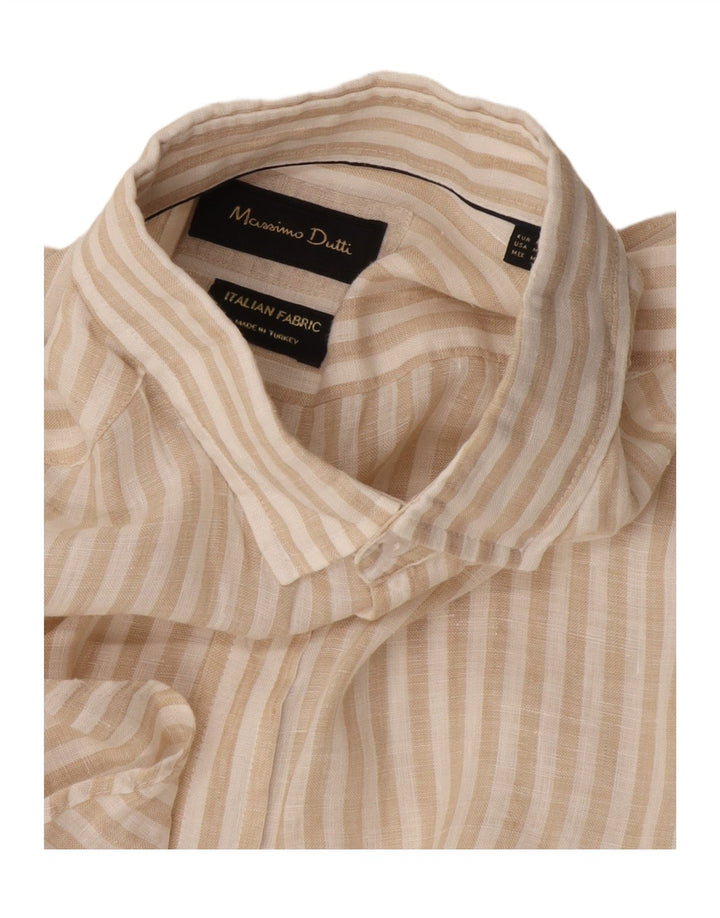 Massimo Dutti Herrenhemd Mittelbeige Nadelstreifen