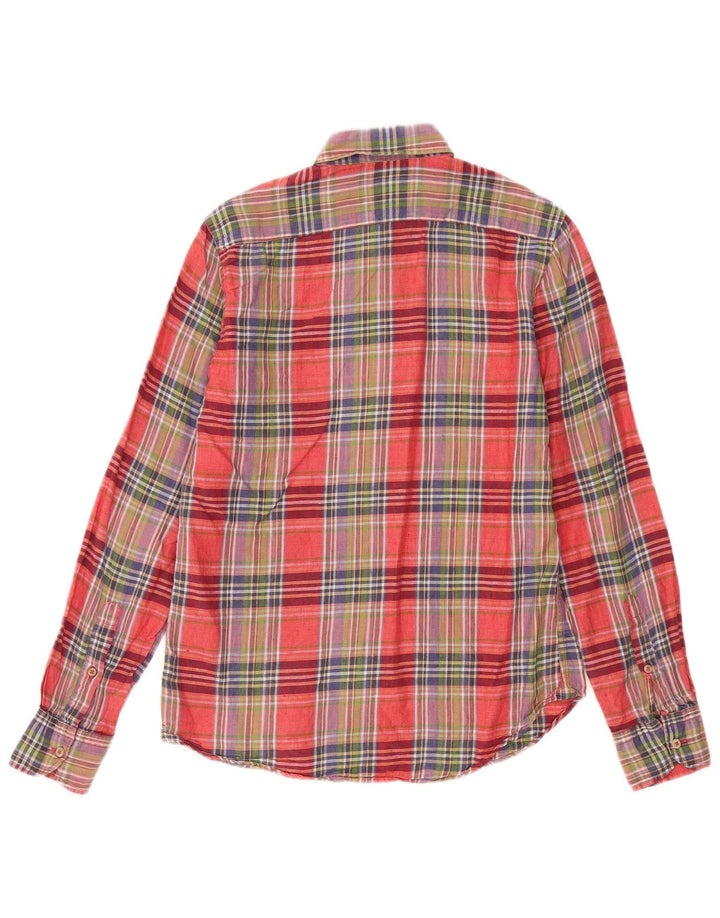 Massimo Dutti Herrenhemd, kleines rotes Karo-Leinen