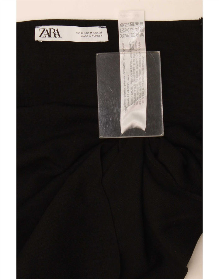 Zara Damen Crop Top UK 14 Medium Schwarz Polyamid