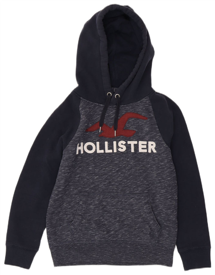 HOLLISTER Herren-Kapuzenpullover mit Grafik, XS, Marineblau, Blockfarben, Baumwolle