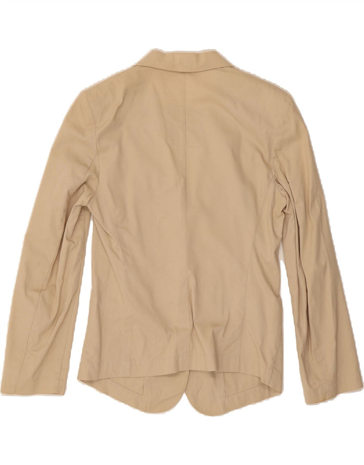 BENETTON Womens 2 Button Blazer Jacket UK 12 Medium Beige Cotton Vintage Benetton and Second-Hand Benetton from Messina Hembry 