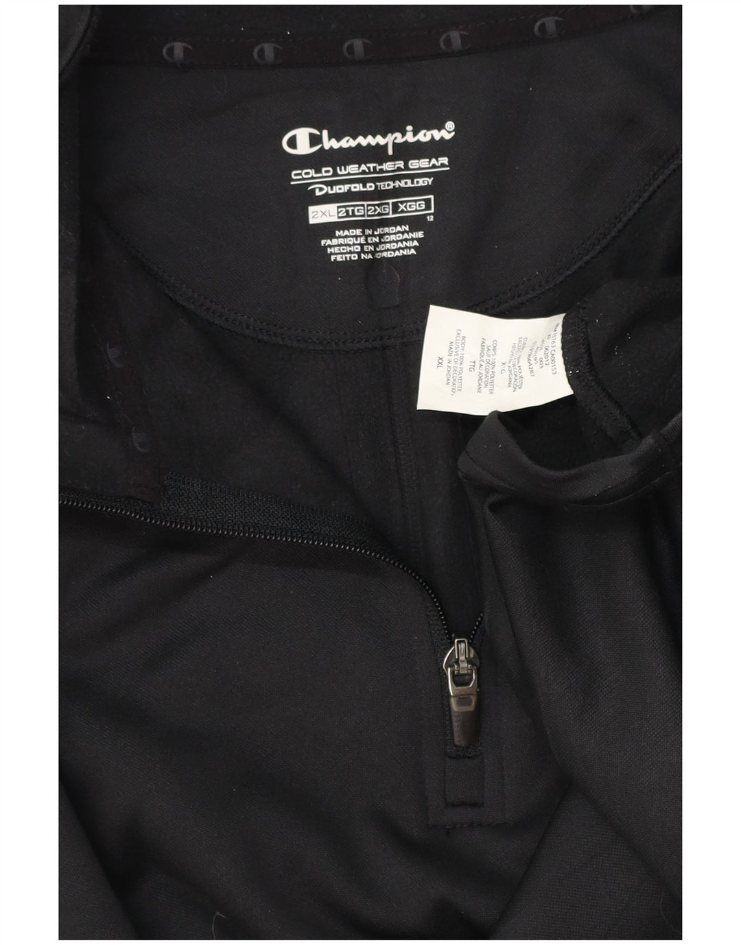 CHAMPION Herren-Pullover-Trainingsanzugoberteil mit Reißverschluss, 2XL, schwarz gepunktetes Polyester