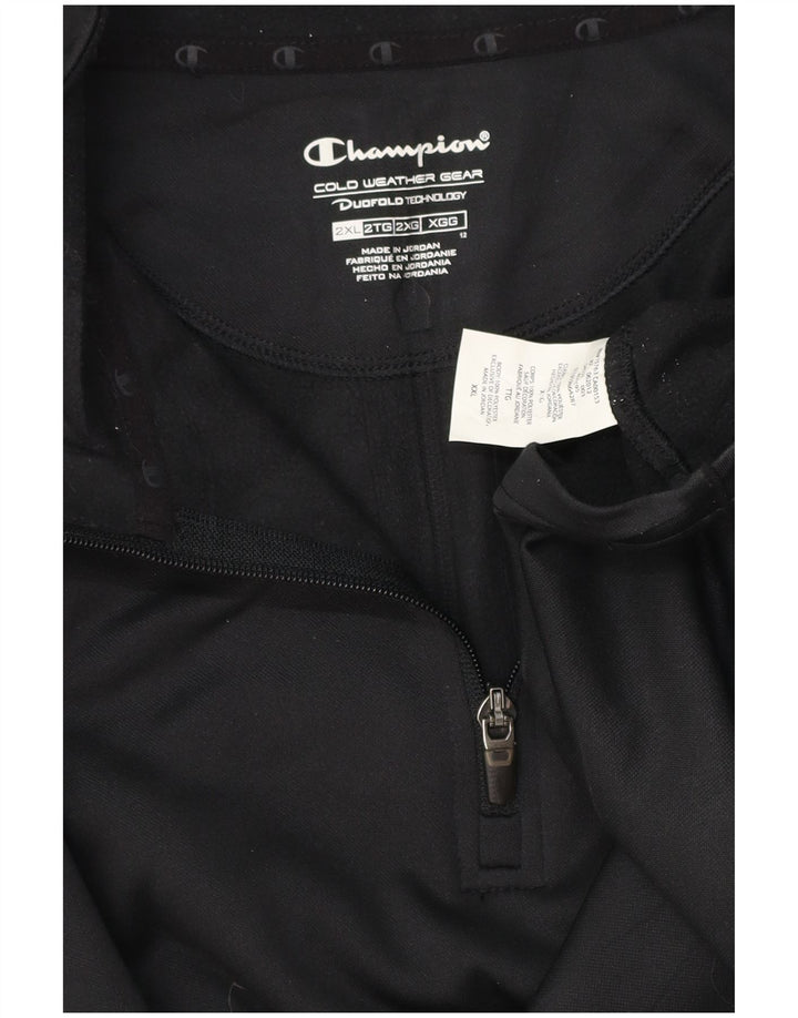 CHAMPION Herren-Pullover-Trainingsanzugoberteil mit Reißverschluss, 2XL, schwarz gepunktetes Polyester