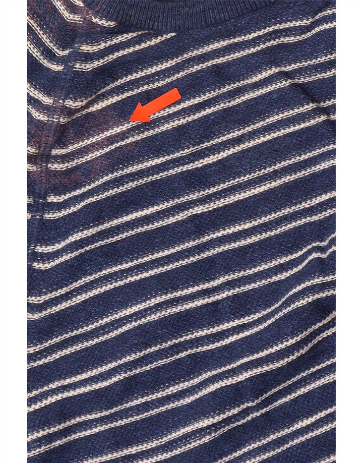 Marks & Spencer Herren-Pullover mit Rundhalsausschnitt, mittleres Marineblau gestreift