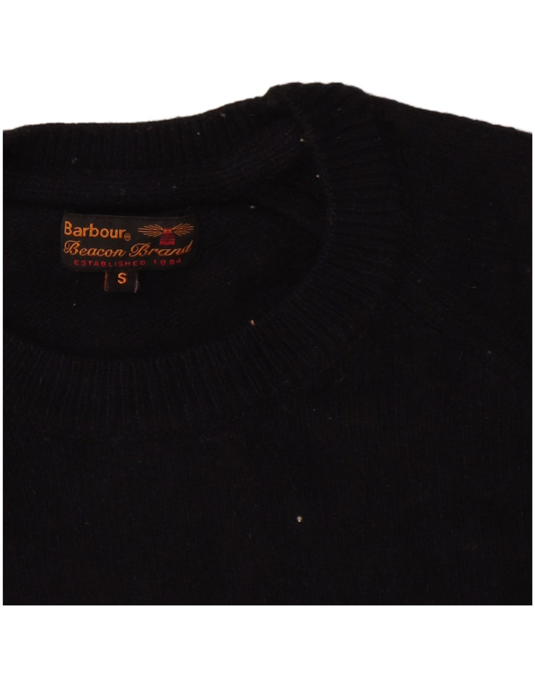 Barbour Herren-Pullover mit Rundhalsausschnitt, Größe S, marineblaue Wolle