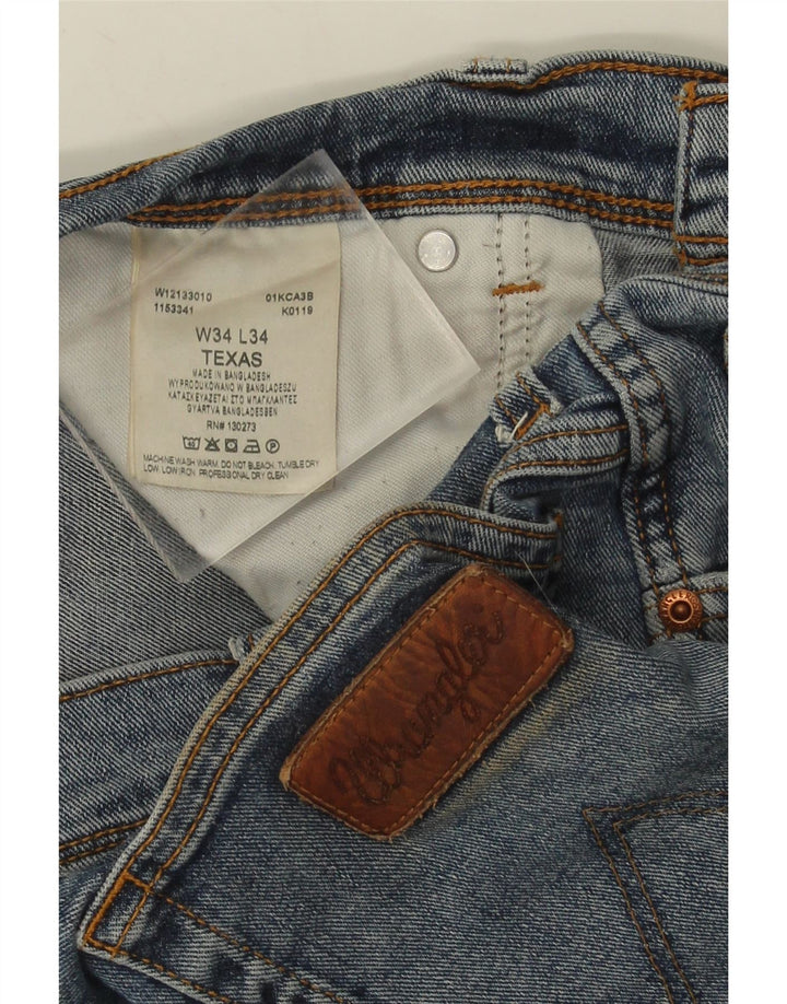 Wrangler Herren Texas Straight Jeans W34 L29 Blaue Baumwolle