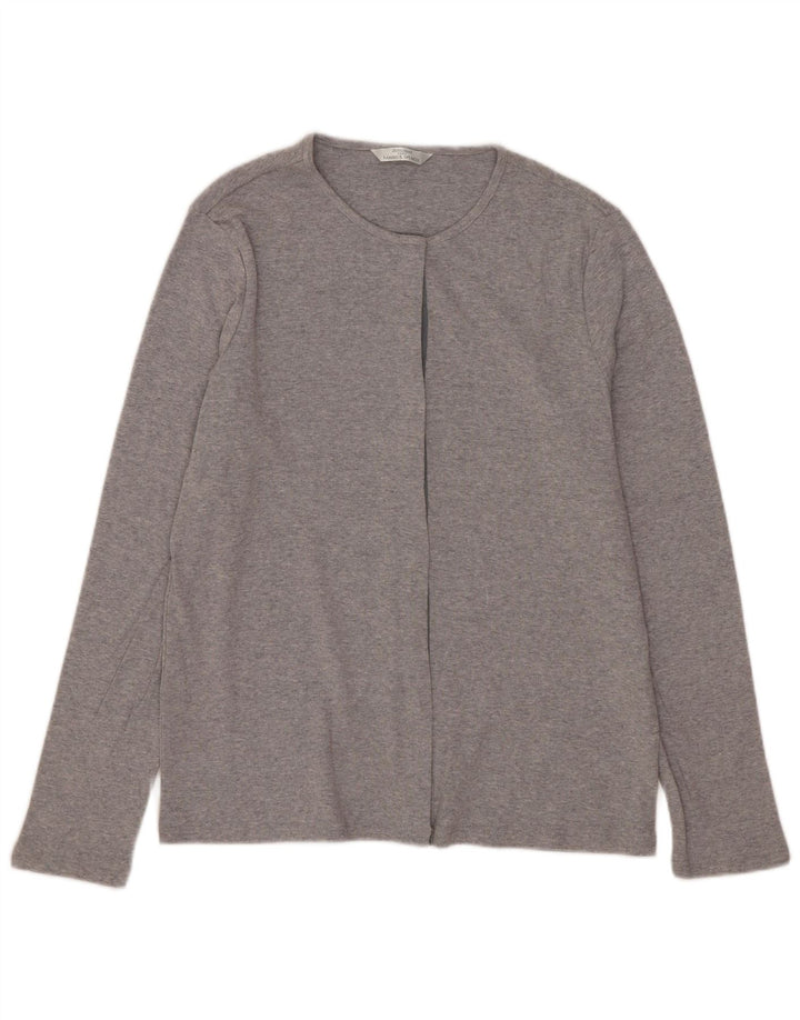 Marks & Spencer Damen-Cardigan-Pullover UK 12 Mittelgraue Baumwolle