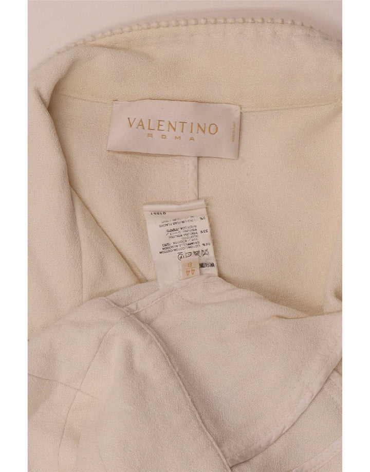Valentino Womens Crop 1 Button Blazer Jacke IT 44 Mittelweiße Baumwolle