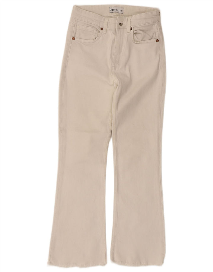 Zara Damen Schlagjeans EU 36 XS W26 L25 Weiße Baumwolle