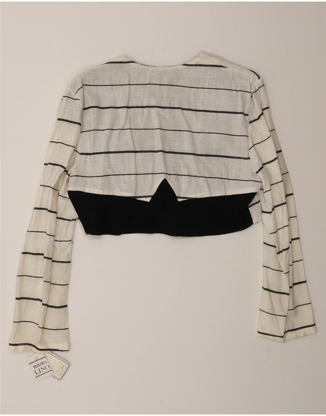 Vintage Damen Zweireihige Bolerojacke IT 44 Mittelweiß gestreift