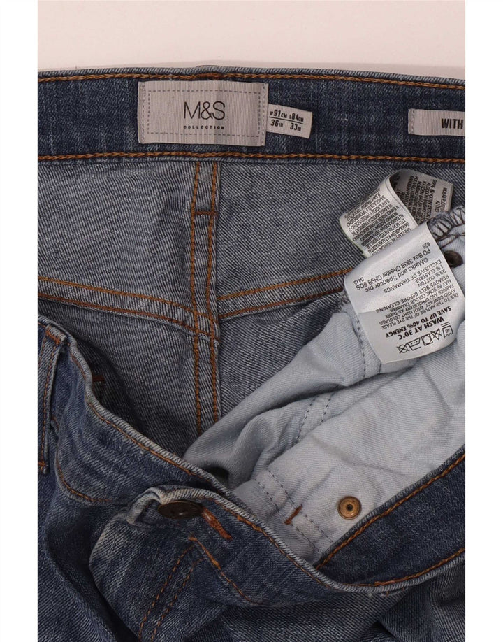 Marks & Spencer Herren Straight Jeans W36 L33 Blaue Baumwolle