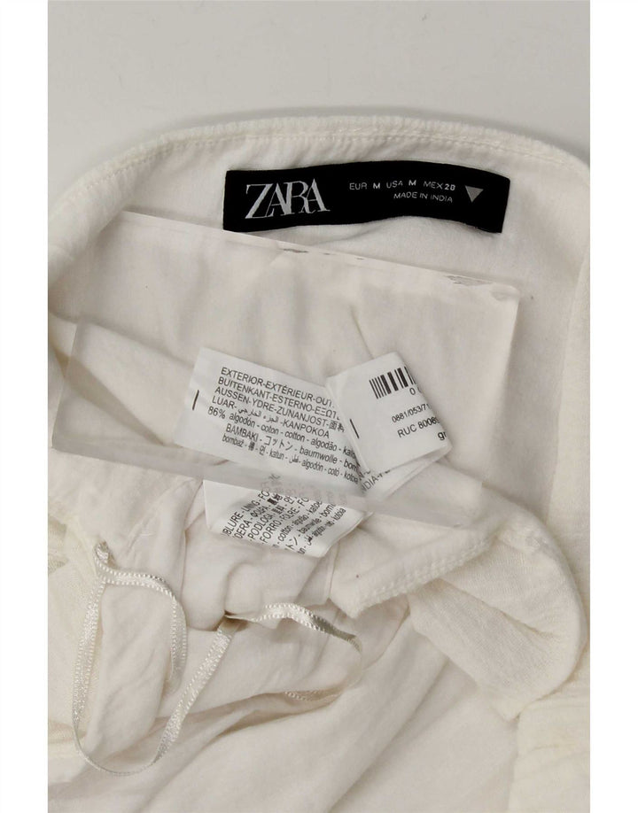 Zara Damen Neckholder-Top UK 12 Mittelweiße Baumwolle