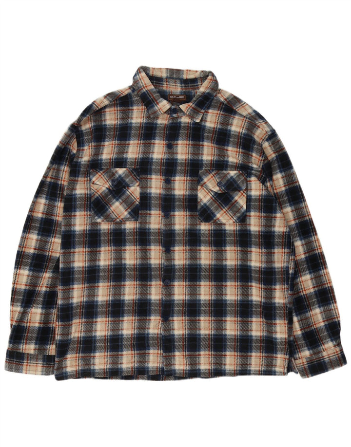 ATLAS FOR MEN Herren-Fleecehemd 3XL, blau kariert, Polyester