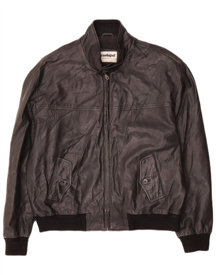 Conbipel Herren Leder Bomberjacke IT 54 XL Schwarzes Leder