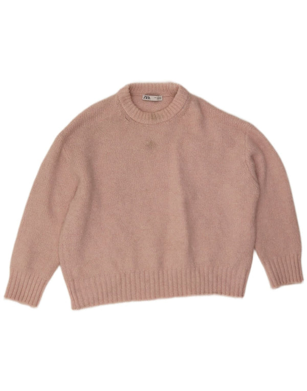 Zara Damen-Pullover, übergroß, mit Rundhalsausschnitt, Gr. 40, Größe L, Rosa