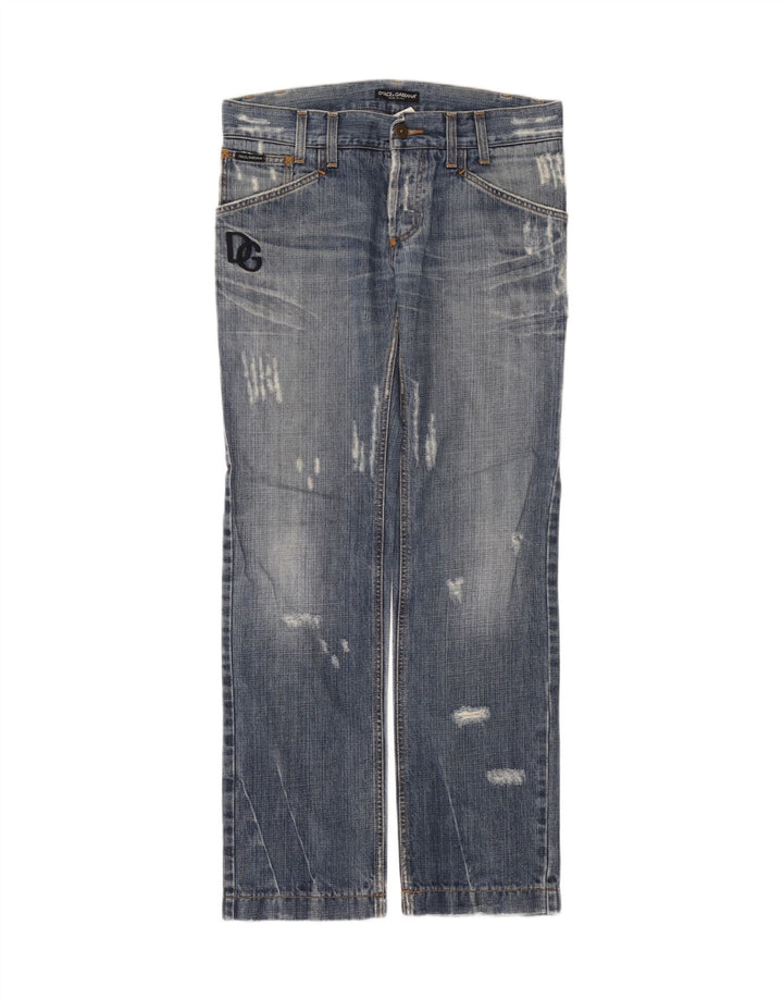 Dolce & Gabbana Herren Distressed Straight Jeans IT 48 Mittel W32 L33 Blau