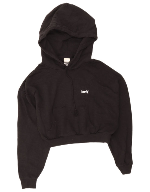Levi's Damen Crop Hoodie Pullover UK 14 Mittelschwarze Baumwolle