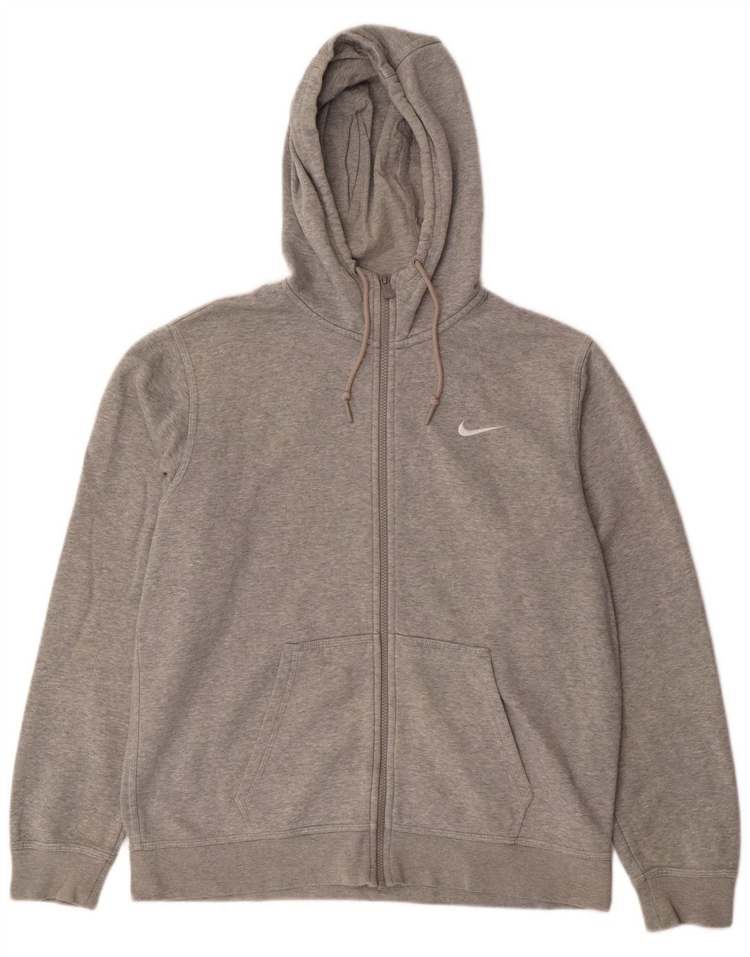 NIKE Herren-Kapuzenpullover mit Reißverschluss, groß, graue Baumwolle